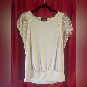 Cream Lace Flutter Sleeve Blouse Michaels Collection